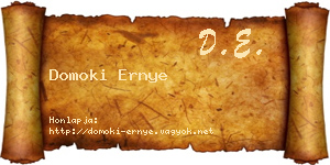 Domoki Ernye névjegykártya